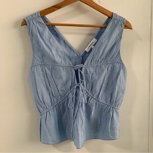 Frame women Blue Sleeveless Crinched Crinkled Tank Top Size Small